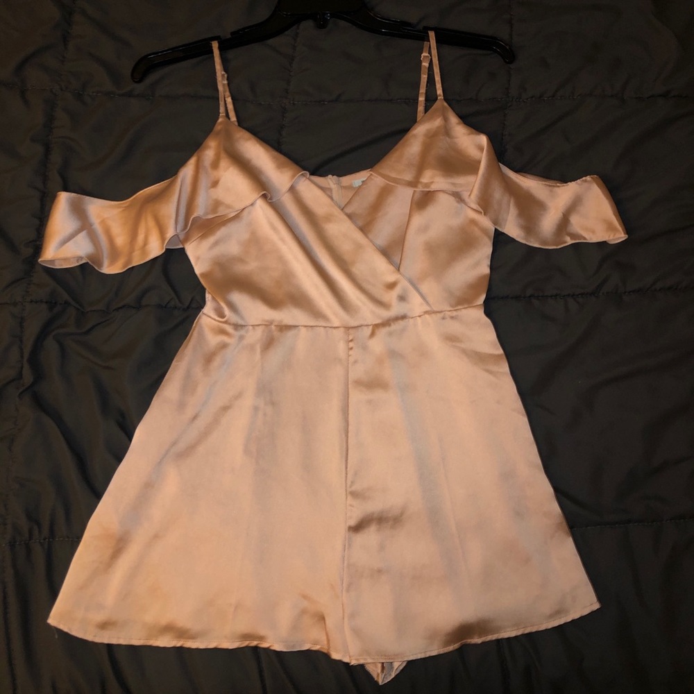 Satin Cold Shoulder Romper
